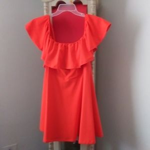 Rosianna Womens Off The Shoulder Ruffle Top Orange Sz 2XL